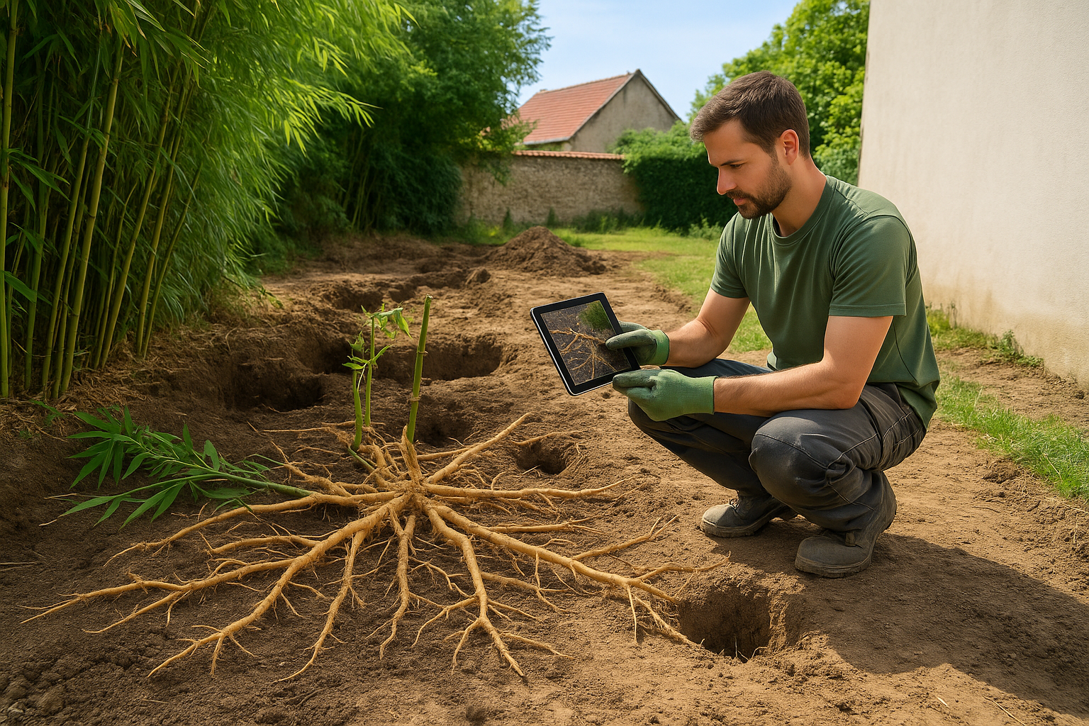 Cartographie des rhizomes avant extraction (illustration)
